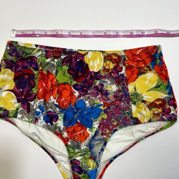 Anthropologie Allihop Seamed High-Waisted Floral Swim Bottoms S Beach Summer - Picture 6 of 8